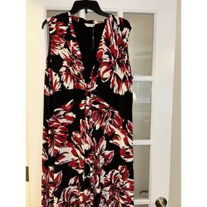 Windsmoor women’s red black maxi dress short sleeve floral SIZE 18